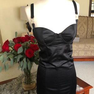 Stretch black satin dress